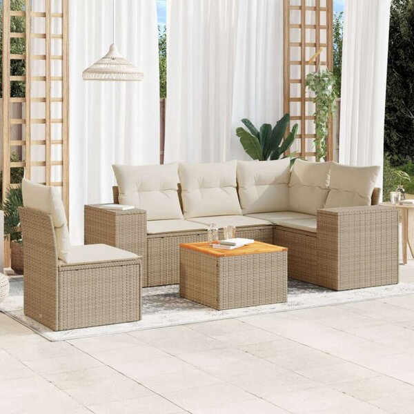 VidaXL Polyrattan Kerti Ülőgarnitúra - 6 részes - Bézs