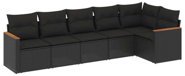 VidaXL Polyrattan Kerti Ülőgarnitúra - 6 részes - Fekete