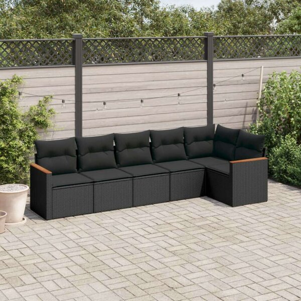VidaXL Polyrattan Kerti Ülőgarnitúra - 6 részes - Fekete