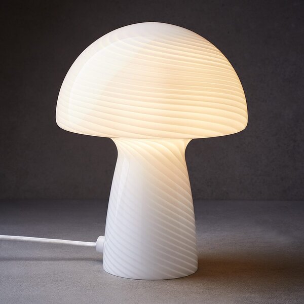 FUNGI TOWN üveg asztali lámpa, fehér