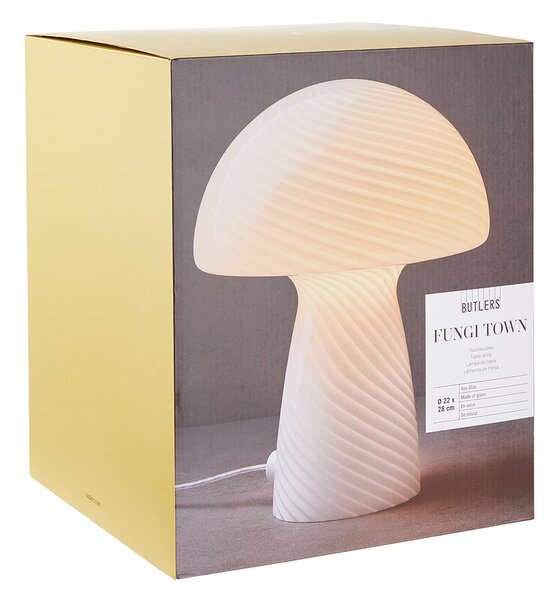FUNGI TOWN üveg asztali lámpa, fehér