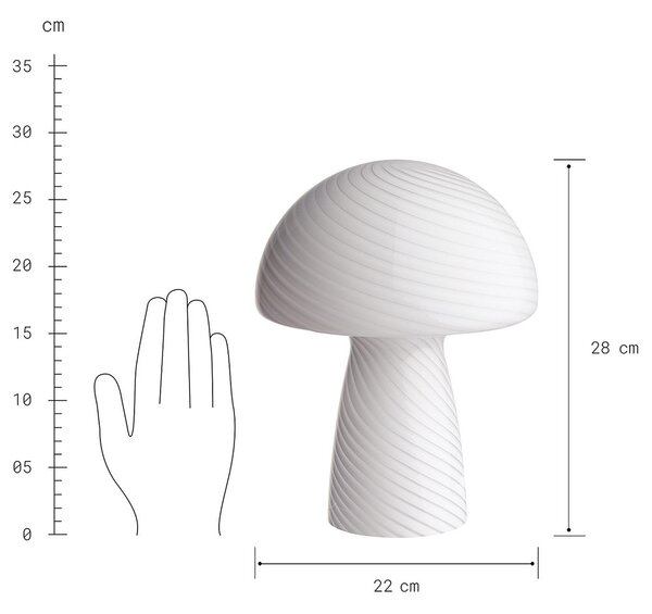 FUNGI TOWN üveg asztali lámpa, fehér