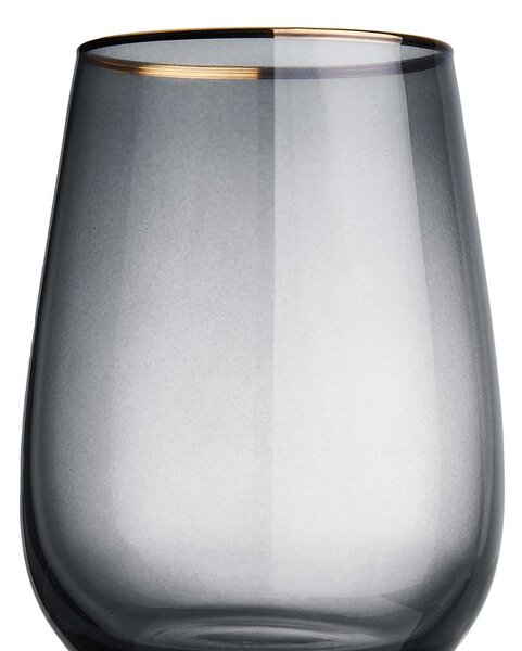 TOUCH OF GOLD vizespohár aranyszegéllyel, szürke 590 ml
