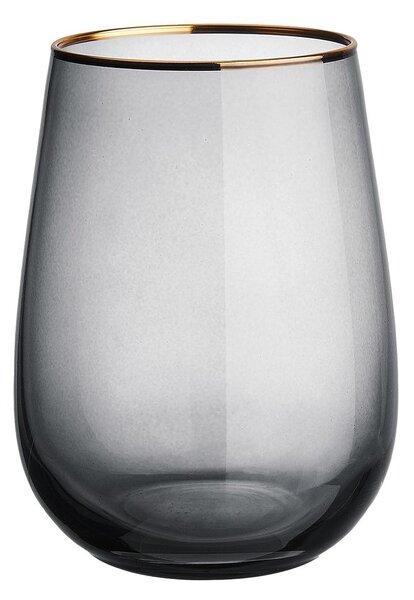 TOUCH OF GOLD vizespohár aranyszegéllyel, szürke 590 ml