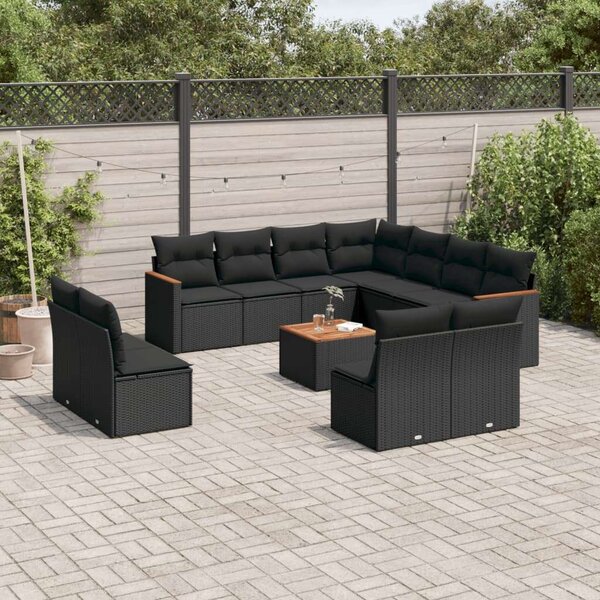 VidaXL Polyrattan Kerti Ülőgarnitúra - 12 részes - Fekete