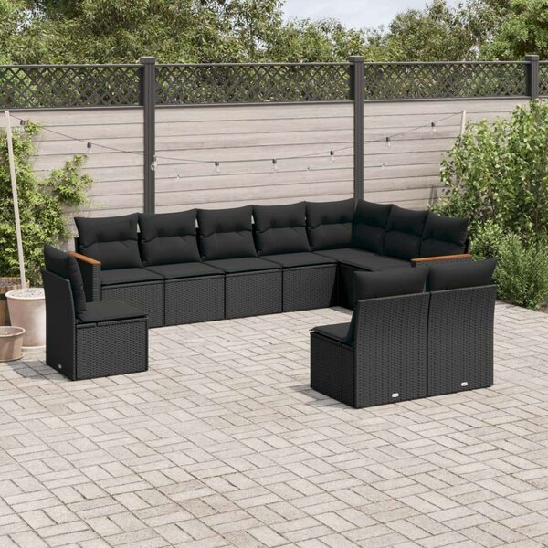 VidaXL Polyrattan Kerti Ülőgarnitúra - 10 részes - Fekete