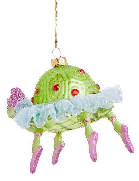 HANG ON üveg karácsonyfadísz, teknős hölgy 10 cm