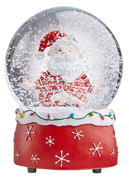 X-MAS zenélő hógömb, jógázó Mikulás Ø10cm