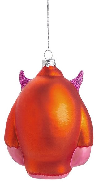 HANG ON üveg karácsonyfadísz, piros szörny 7cm