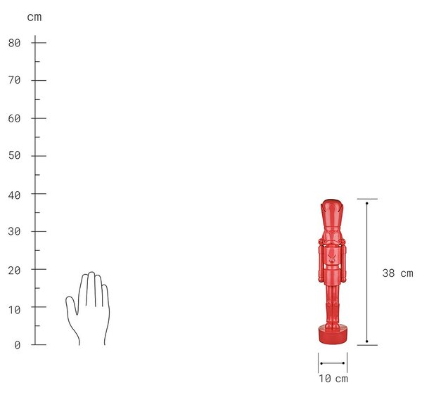 JAMES dekoráció, piros diótörő 38cm