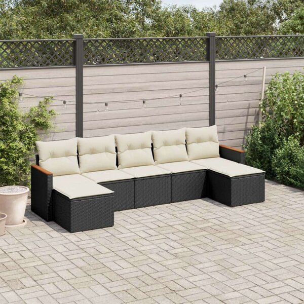 VidaXL Polyrattan Kerti Ülőgarnitúra - 7 részes - Fekete