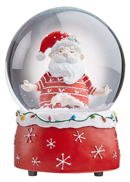 X-MAS zenélő hógömb, jógázó Mikulás Ø10cm