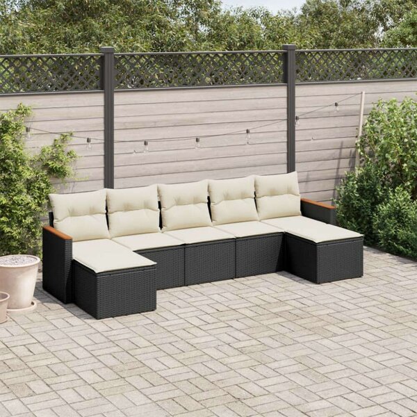 VidaXL Polyrattan Kerti Ülőgarnitúra - 7 részes - Fekete