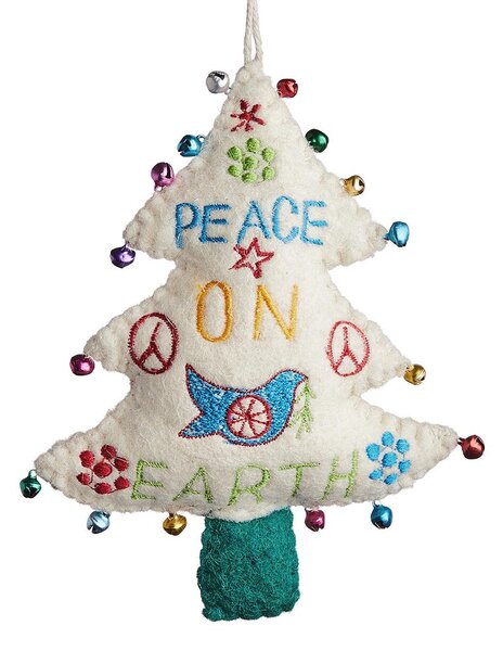 PEACE ON EARTH filc karácsonyfadísz, fenyőfa