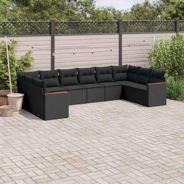 VidaXL Polyrattan Kerti Ülőgarnitúra - 10 részes - Fekete