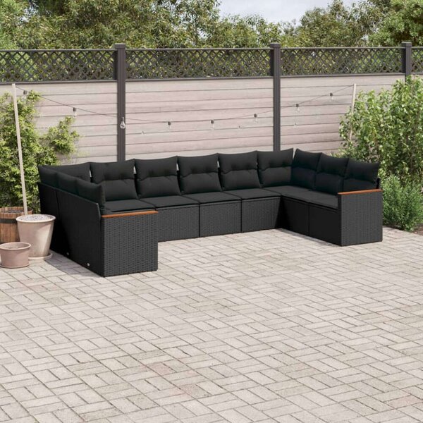 VidaXL Polyrattan Kerti Ülőgarnitúra - 10 részes - Fekete