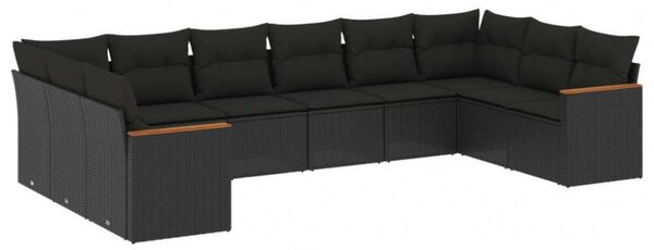 VidaXL Polyrattan Kerti Ülőgarnitúra - 10 részes - Fekete