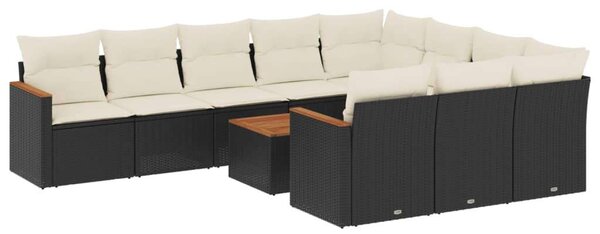 VidaXL Polyrattan Kerti Ülőgarnitúra - 11 részes - Fekete