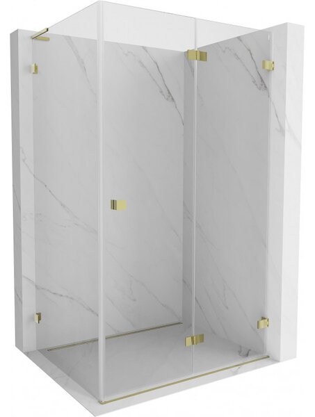 Mexen Lunar-F L, zuhany sarok jobb 80 x 70 cm, 8mm átlátszó üveg, arany profil, 836L-080-070-50-00-P