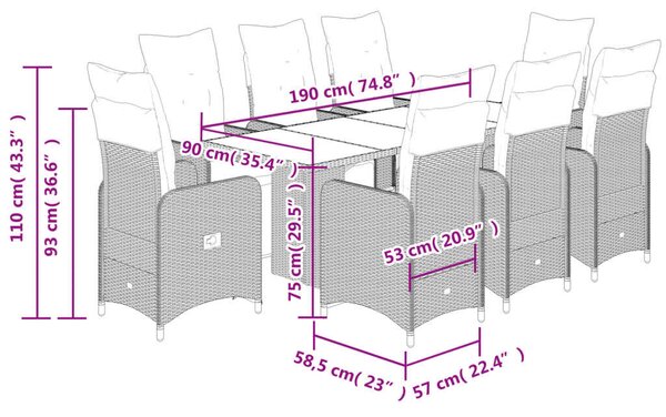 VidaXL Polyrattan Kerti Bútor - 8 Személyes Bisztró