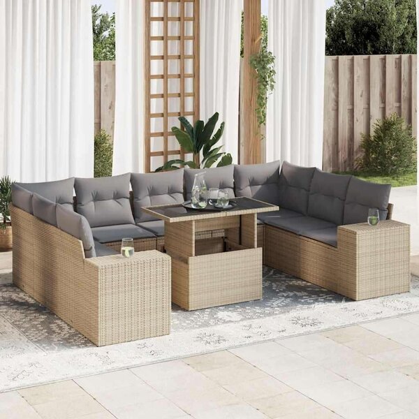 VidaXL Polyrattan Kerti Ülőgarnitúra - 10 részes - Bézs