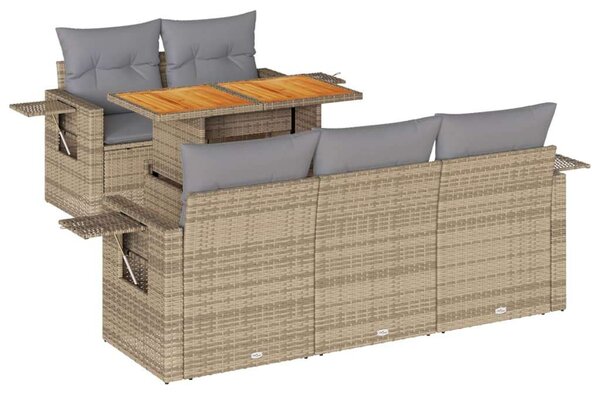 VidaXL Polyrattan Kerti Ülőgarnitúra - 6 részes - Bézs