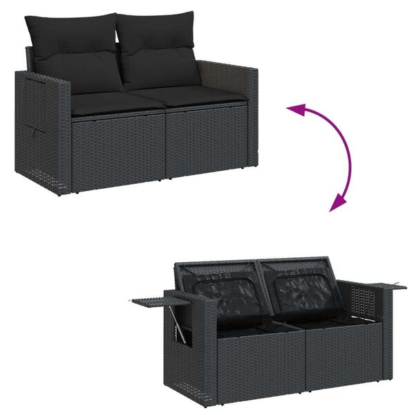 VidaXL Polyrattan Kerti Ülőgarnitúra - 9 részes - Fekete