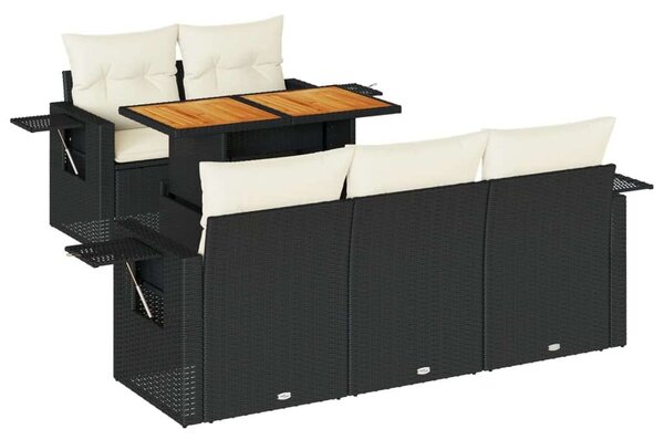 VidaXL Polyrattan Kerti Ülőgarnitúra - 6 részes, Fekete