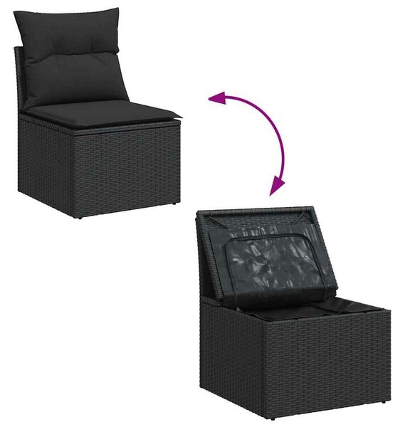 VidaXL Polyrattan Kerti Ülőgarnitúra - 7 részes - Fekete