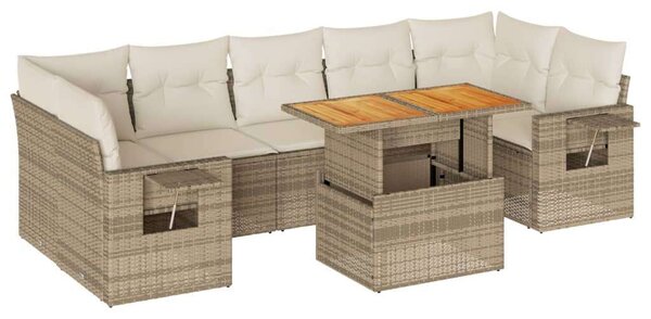 VidaXL Polyrattan Kerti Ülőgarnitúra - 8 részes - Bézs
