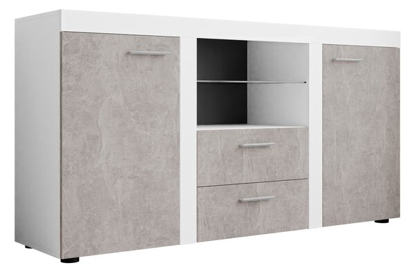 Komód Univio, Laminált forgácslap, 82x157x40cm, Fehér, Beton