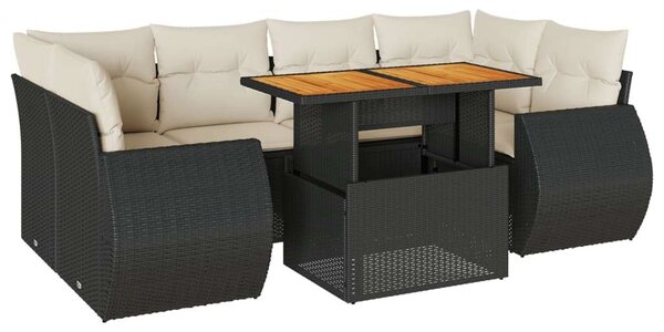VidaXL Polyrattan Kerti Ülőgarnitúra - 7 részes - Fekete