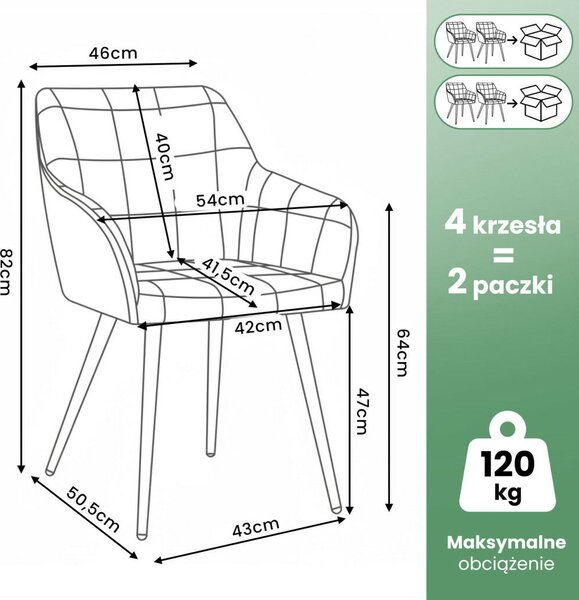 AKORD LUXANO kárpitozott szék welúr szürke fekete lábakkal 4 db-os szett