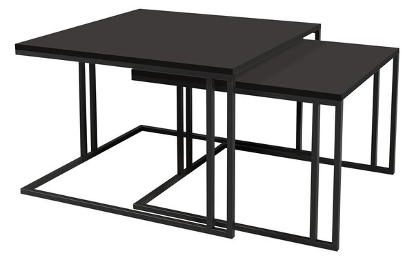 Dohányzóasztal szett Oswego 110, Fém, 50x76cm, Fekete