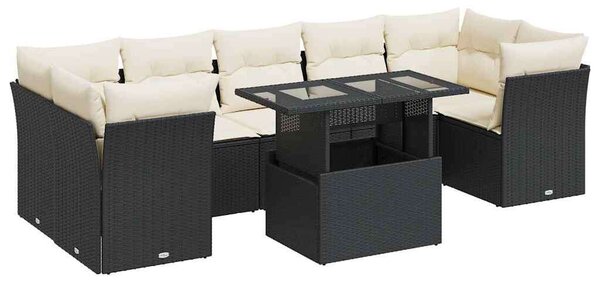 VidaXL Polyrattan Kerti Ülőgarnitúra - 8 részes - Fekete