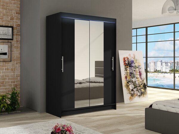 Gardróbszekrény Closico Pacron II, Laminált forgácslap, 200x120x58cm, Fekete