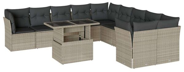 VidaXL Polyrattan Kerti Ülőgarnitúra - 11 részes - Világosszürke