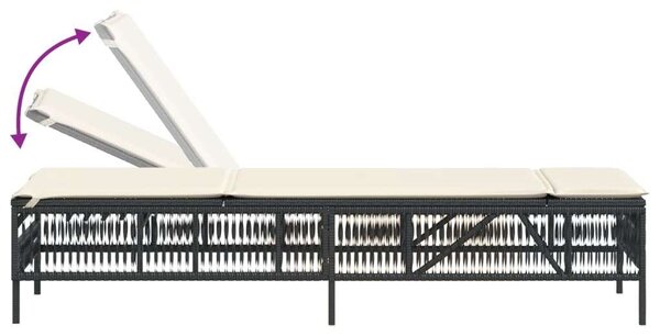 VidaXL Napozóágy Szett - 2 db, Fekete Polyrattan