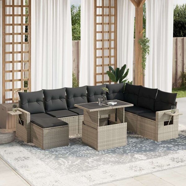 VidaXL Polyrattan Kerti Ülőgarnitúra - 9 részes szett