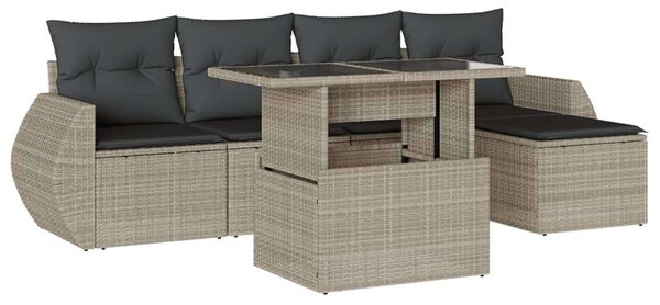 VidaXL Polyrattan Kerti Ülőgarnitúra - 6 részes, Világosszürke