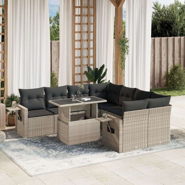 VidaXL Polyrattan Kerti Ülőgarnitúra - 9 részes