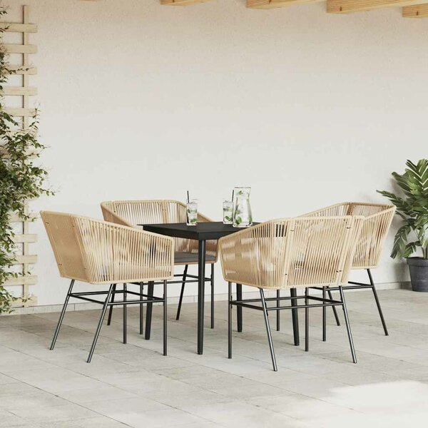VidaXL 5 észes barna polyrattan üveg kerti étkezőgarnitúra párnával