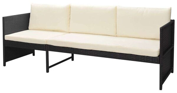 Polyrattan Kerti Bútorszett - 6 részes - Fekete
