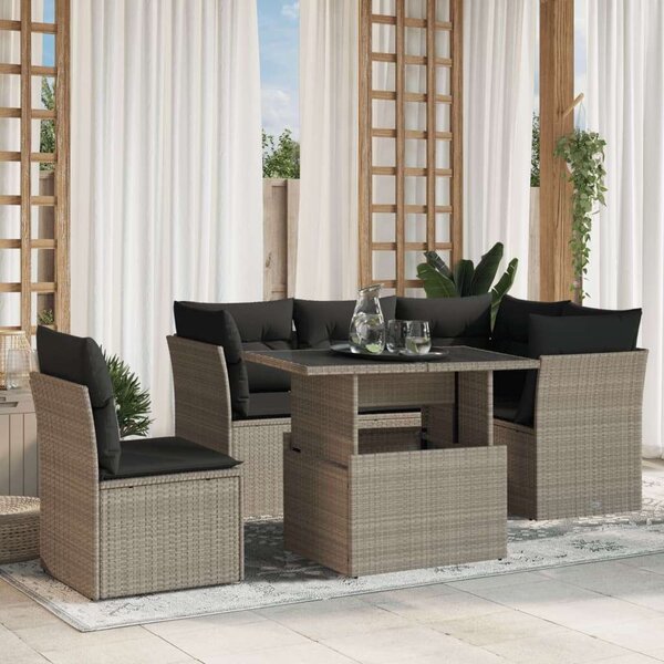 VidaXL Polyrattan Kerti Ülőgarnitúra - 6 részes, Világosszürke