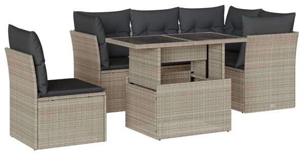 VidaXL Polyrattan Kerti Ülőgarnitúra - 6 részes, Világosszürke