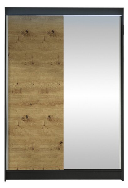Gardróbszekrény Closico Salvor I, Laminált forgácslap, 200x120x58cm, Fekete, Artisan tölgy