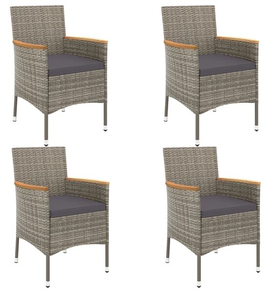 VidaXL 5 részes szürke polyrattan kerti étkezőgarnitúra párnával