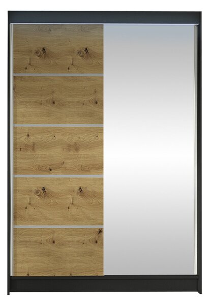 Gardróbszekrény Closico Salvor III, Laminált forgácslap, 200x120x58cm, Fekete, Artisan tölgy