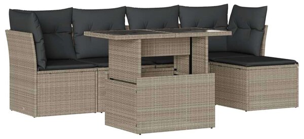Polyrattan Kerti Ülőgarnitúra - 6 részes - Világosszürke