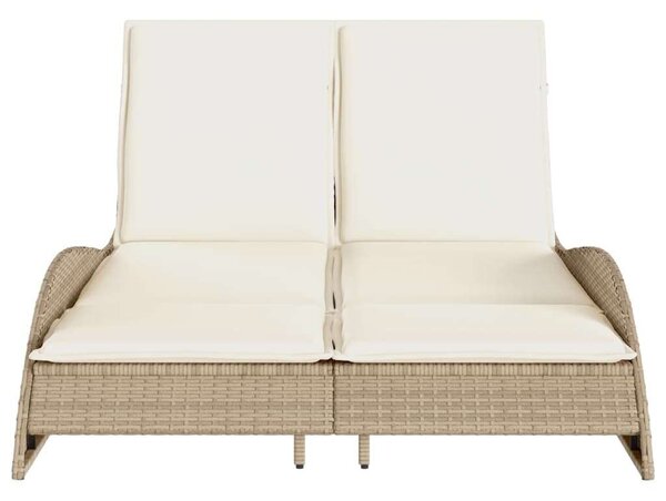 VidaXL Dupla Napozóágy - Polyrattan - Bézs - 205x114 cm